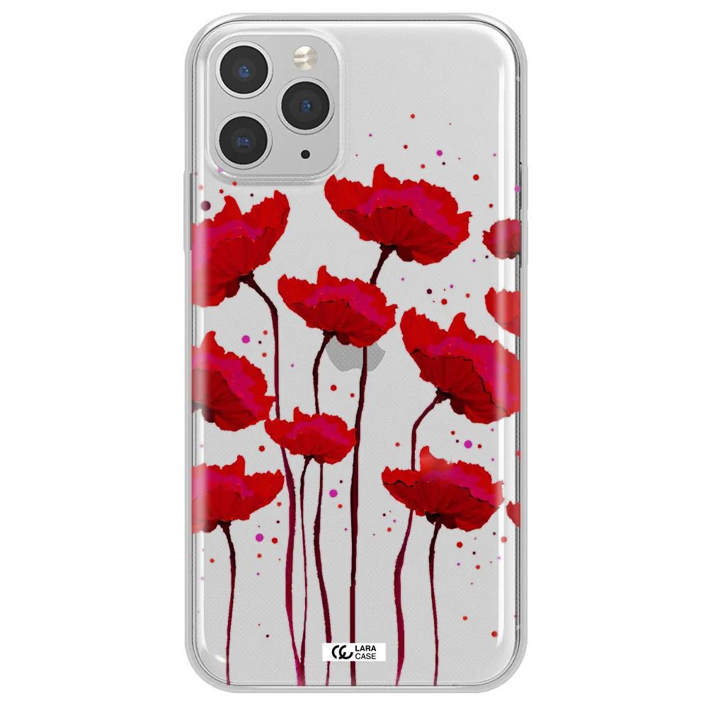 Red Fashion Flower Apple iPhone 11 pro max Clear TPU Case