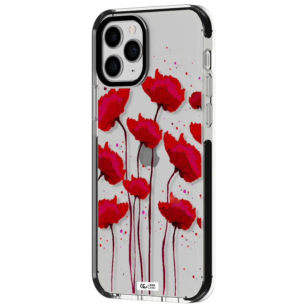 Red Fashion Flower Apple iPhone 11 pro max impact black border Case