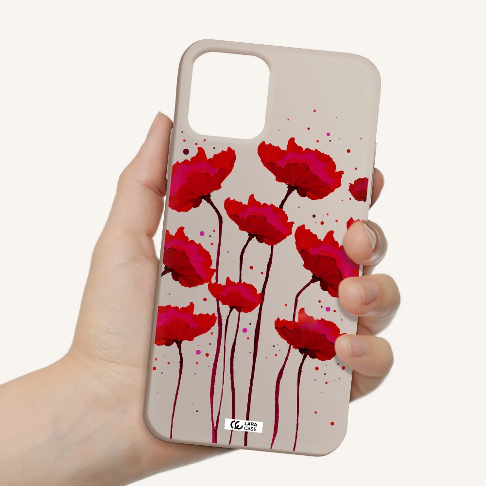 Red Fashion Flower Apple iPhone 11 pro max Silicone Stone Case