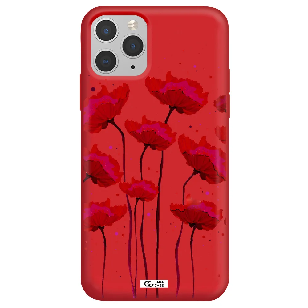 Red Fashion Flower Apple iPhone 11 pro Silicone Imperial Red Case