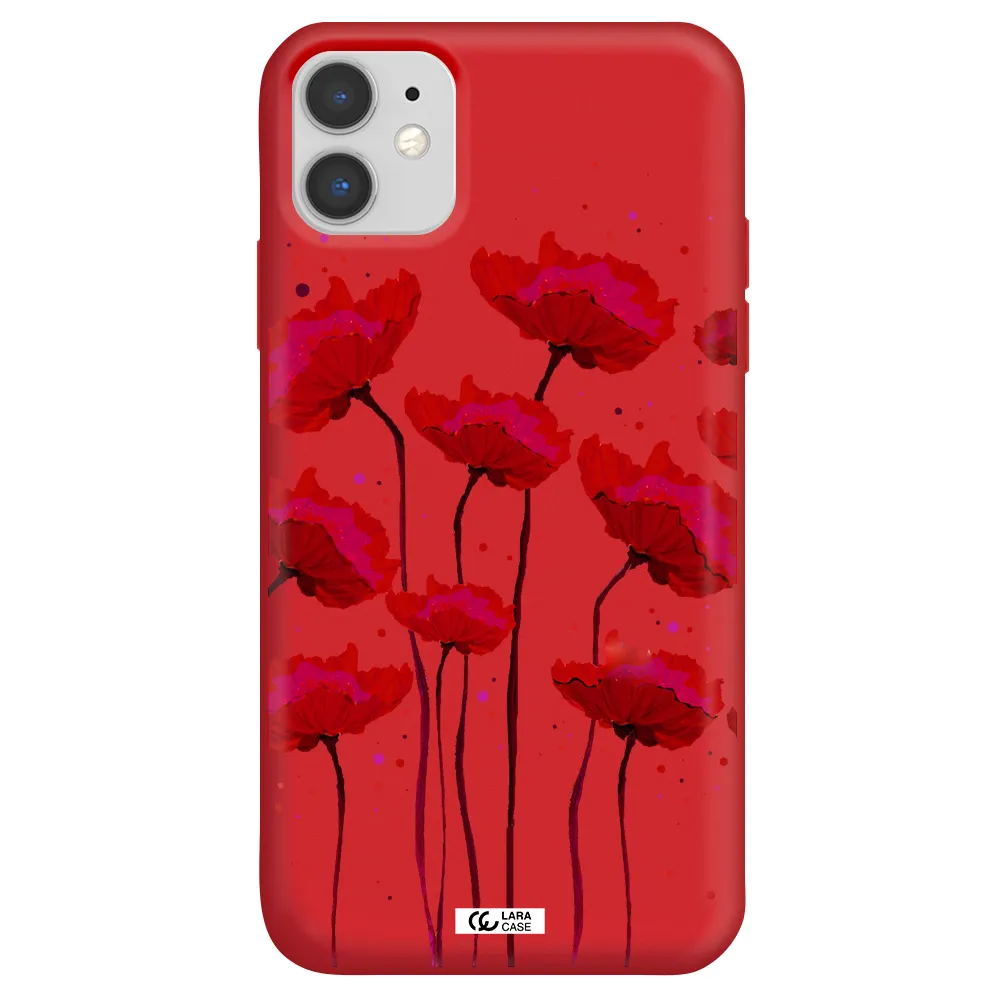 Red Fashion Flower Apple iPhone 11 Silicone Imperial Red Case