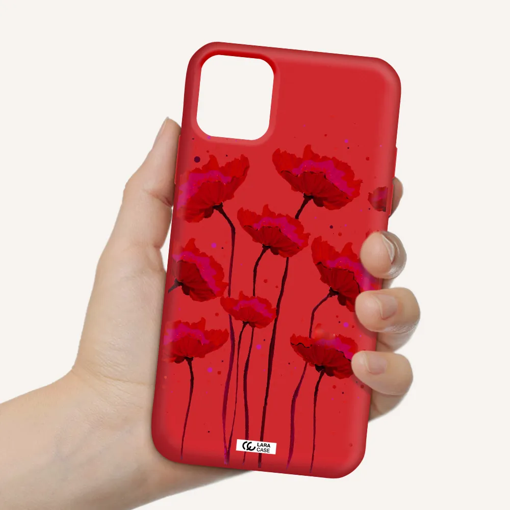 Red Fashion Flower Apple iPhone 11 Silicone Imperial Red Case