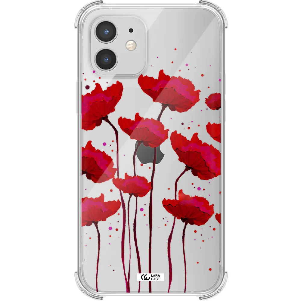 Red Fashion Flower Apple iPhone 12 Clear PC Case