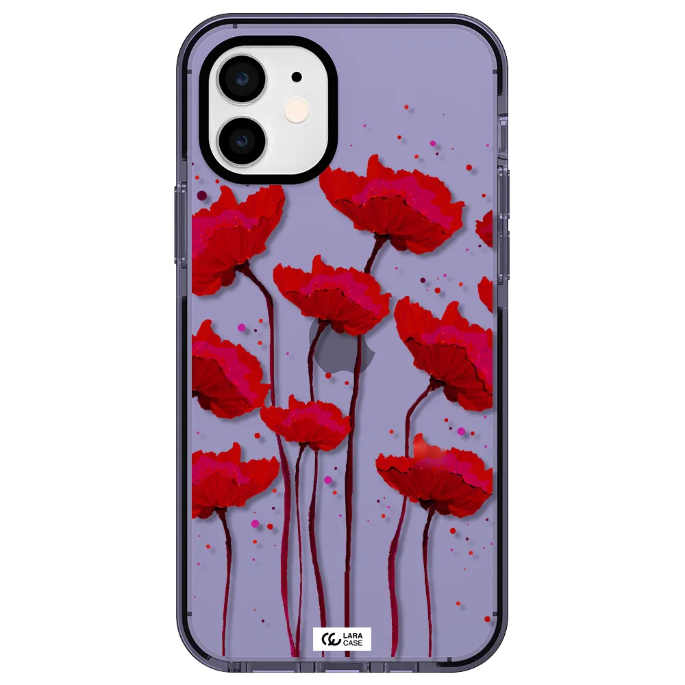 Red Fashion Flower Apple iPhone 12 impact Lilac Case
