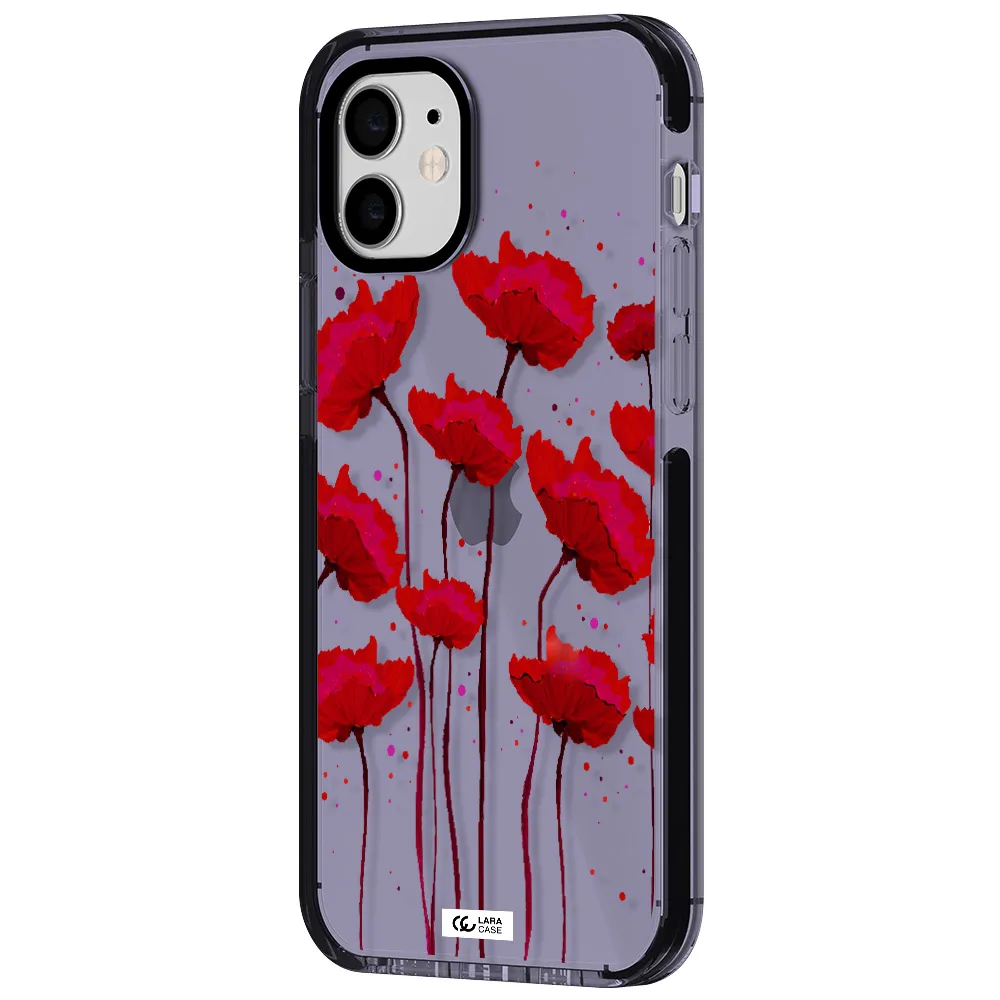 Red Fashion Flower Apple iPhone 12 impact Lilac Case