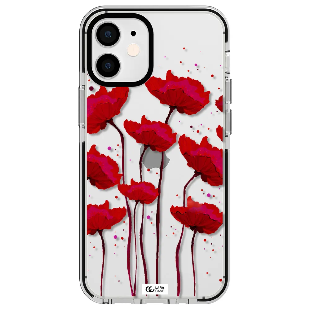 Red Fashion Flower Apple iPhone 12 mini impact black border Case