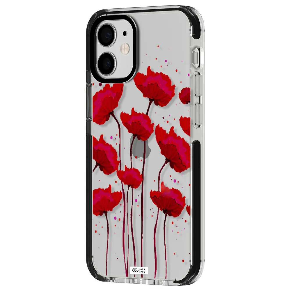 Red Fashion Flower Apple iPhone 12 mini impact black border Case