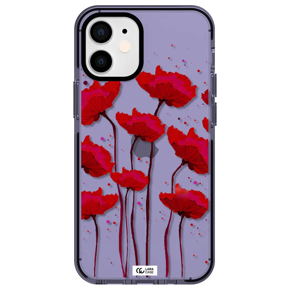 Red Fashion Flower Apple iPhone 12 mini impact Lilac Case