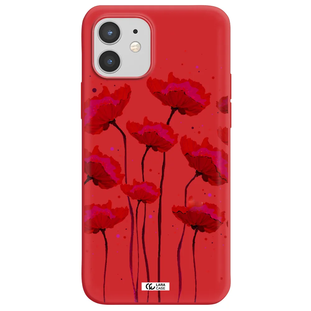 Red Fashion Flower Apple iPhone 12 mini Silicone Imperial Red Case