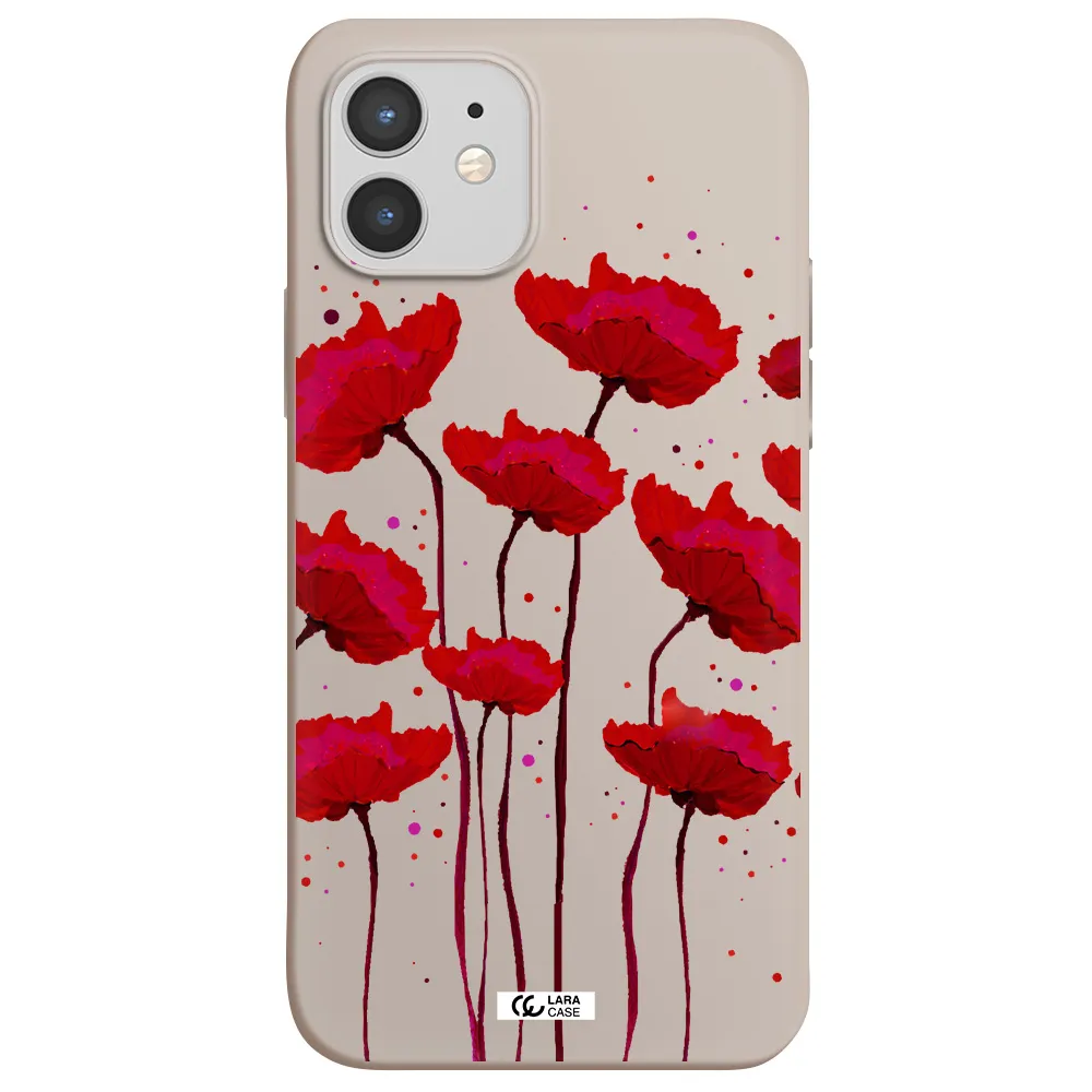 Red Fashion Flower Apple iPhone 12 mini Silicone Stone Case