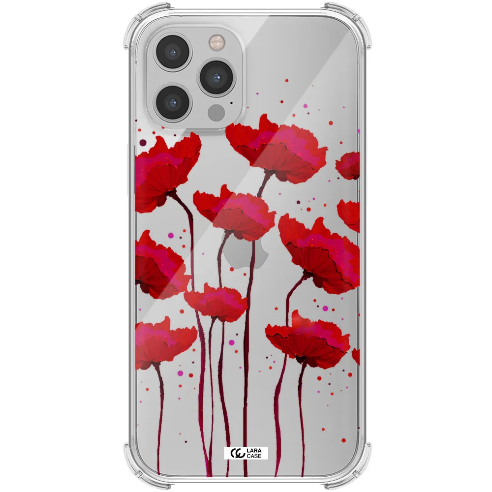 Red Fashion Flower Apple iPhone 12 pro Clear PC Case