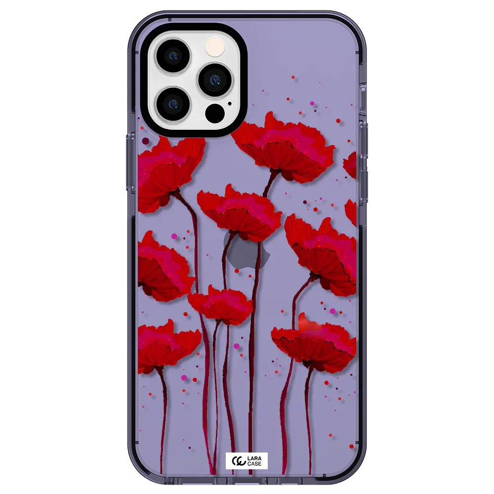 Red Fashion Flower Apple iPhone 12 pro impact Lilac Case
