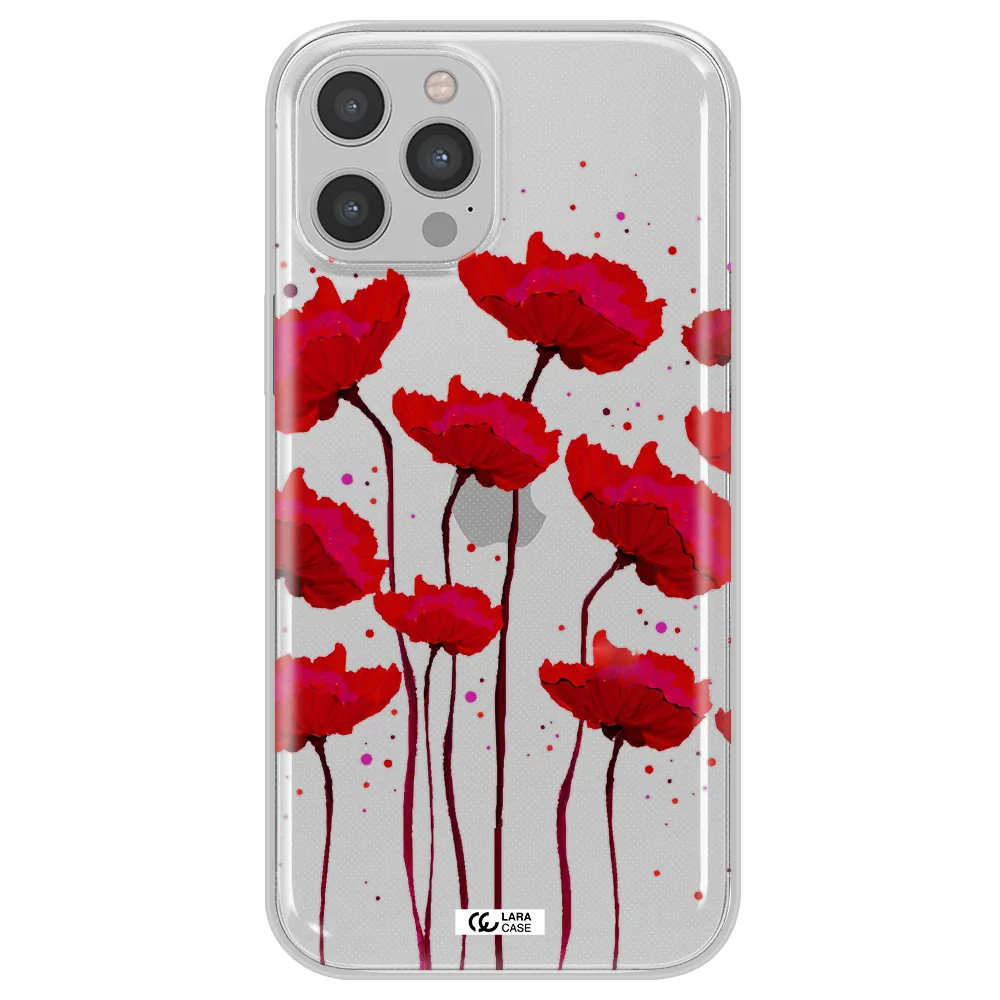 Red Fashion Flower Apple iPhone 12 pro max Clear TPU Case