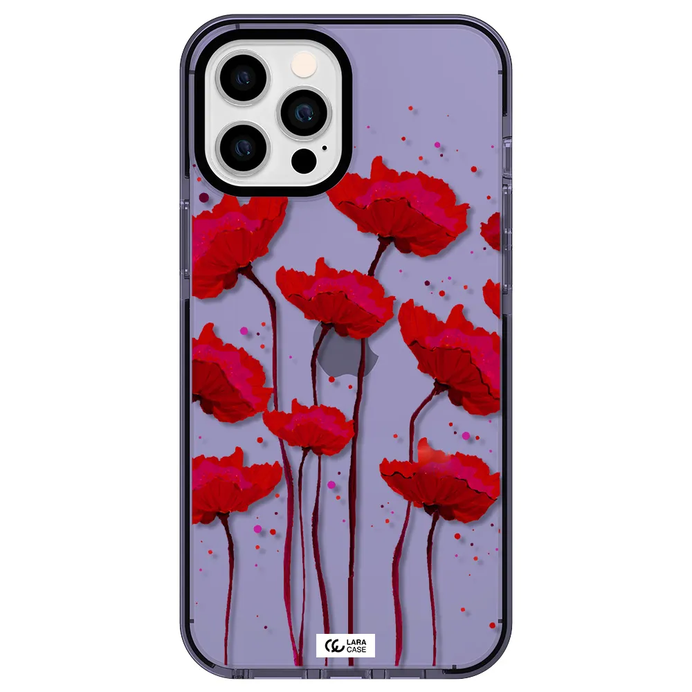 Red Fashion Flower Apple iPhone 12 pro max impact Lilac Case