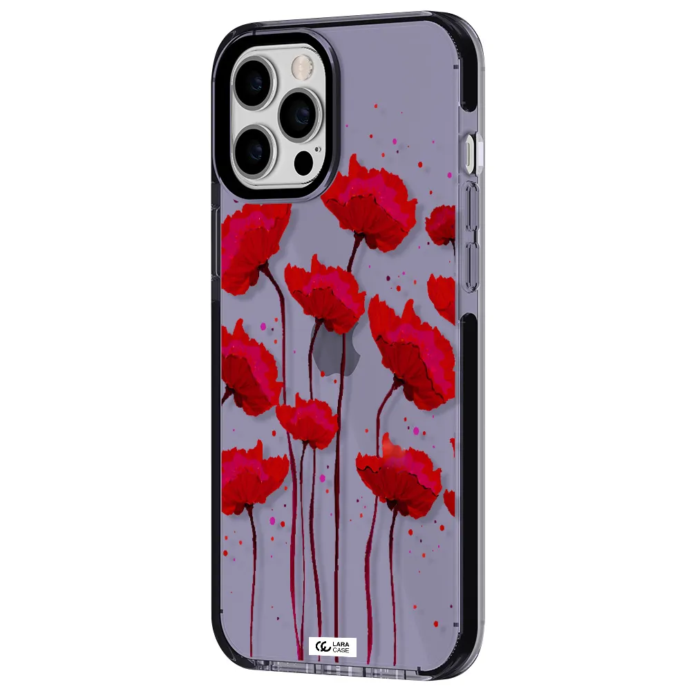 Red Fashion Flower Apple iPhone 12 pro max impact Lilac Case