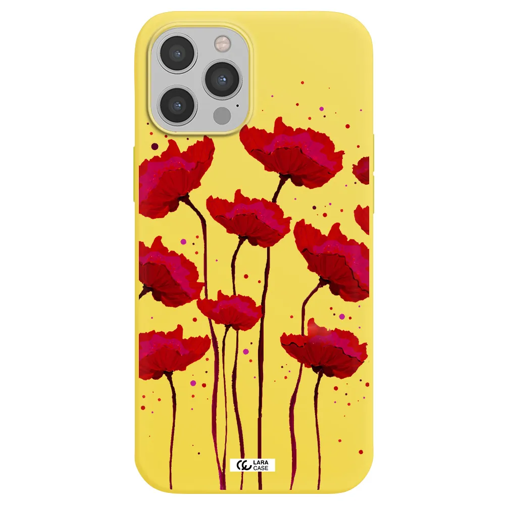 Red Fashion Flower Apple iPhone 12 pro max Silicone canary yellow Case