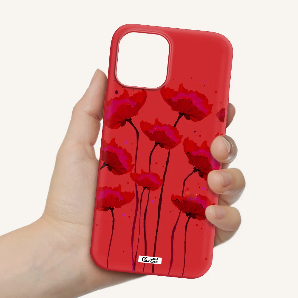 Red Fashion Flower Apple iPhone 12 pro max Silicone Imperial Red Case
