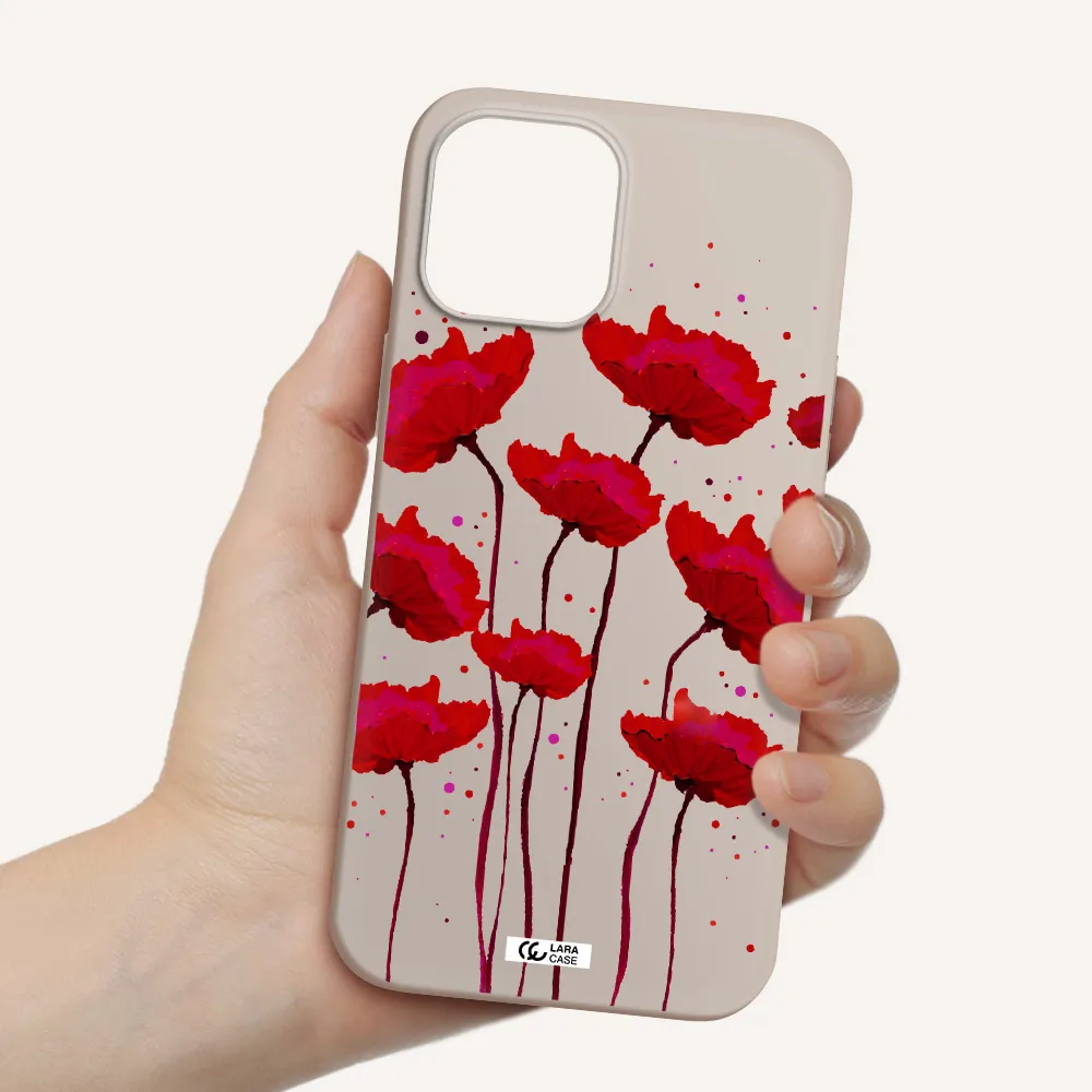 Red Fashion Flower Apple iPhone 12 pro Silicone Stone Case