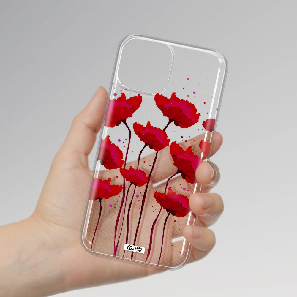 Red Fashion Flower Apple iPhone 13 Clear TPU Case