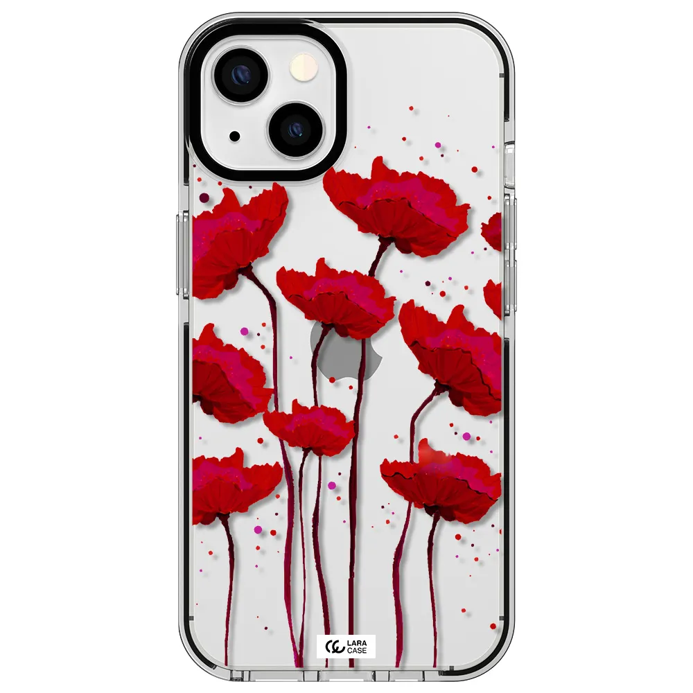 Red Fashion Flower Apple iPhone 13 impact black border Case