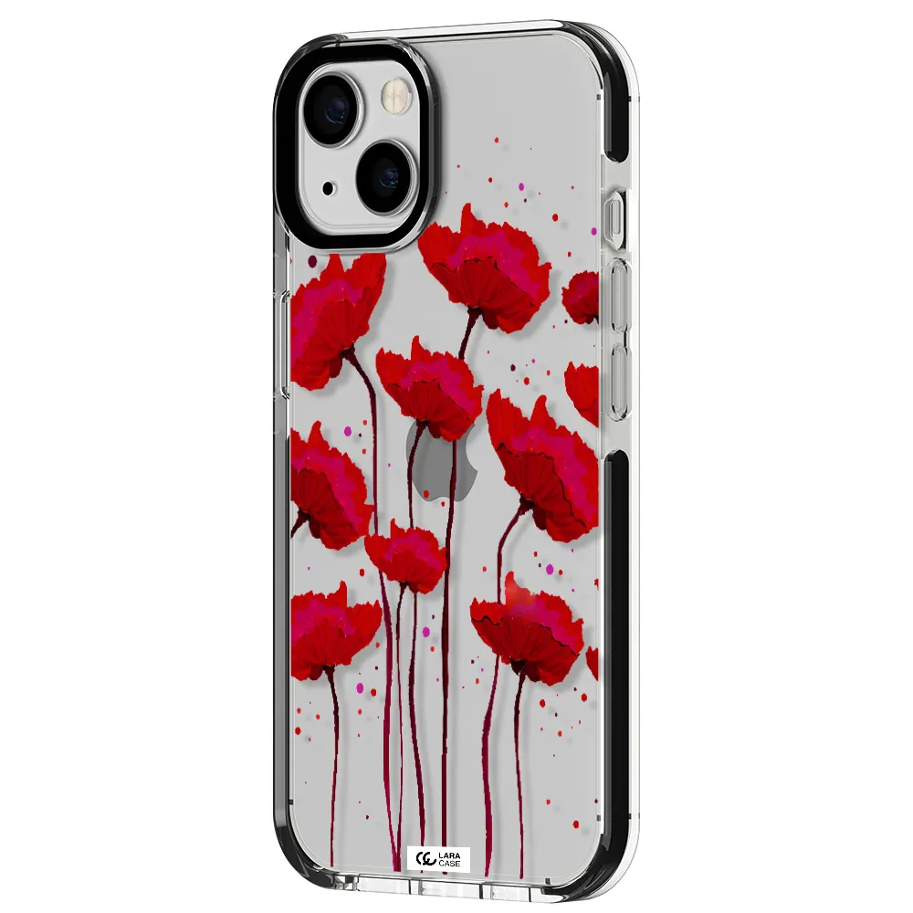 Red Fashion Flower Apple iPhone 13 impact black border Case