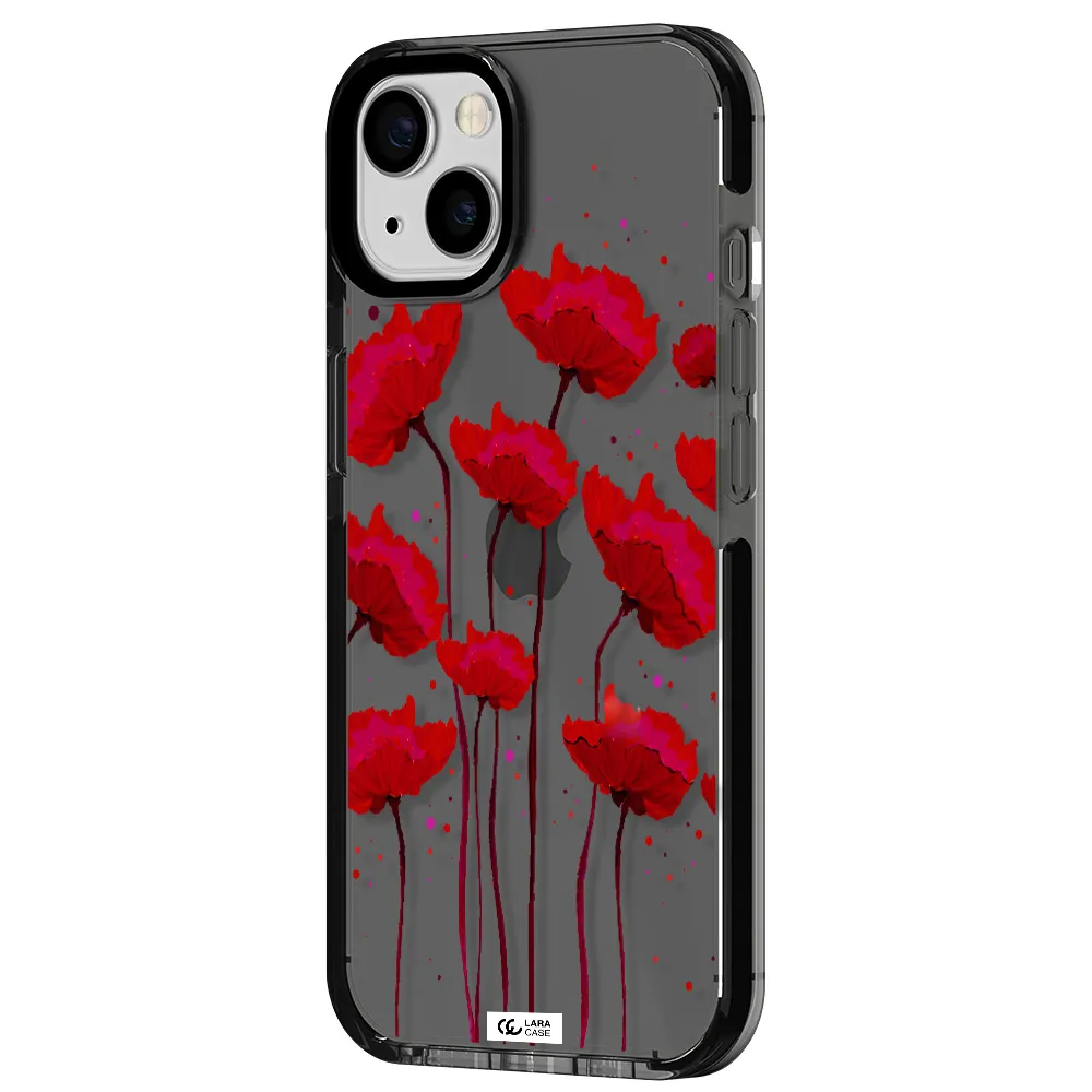 Red Fashion Flower Apple iPhone 13 impact Smoke Black Case