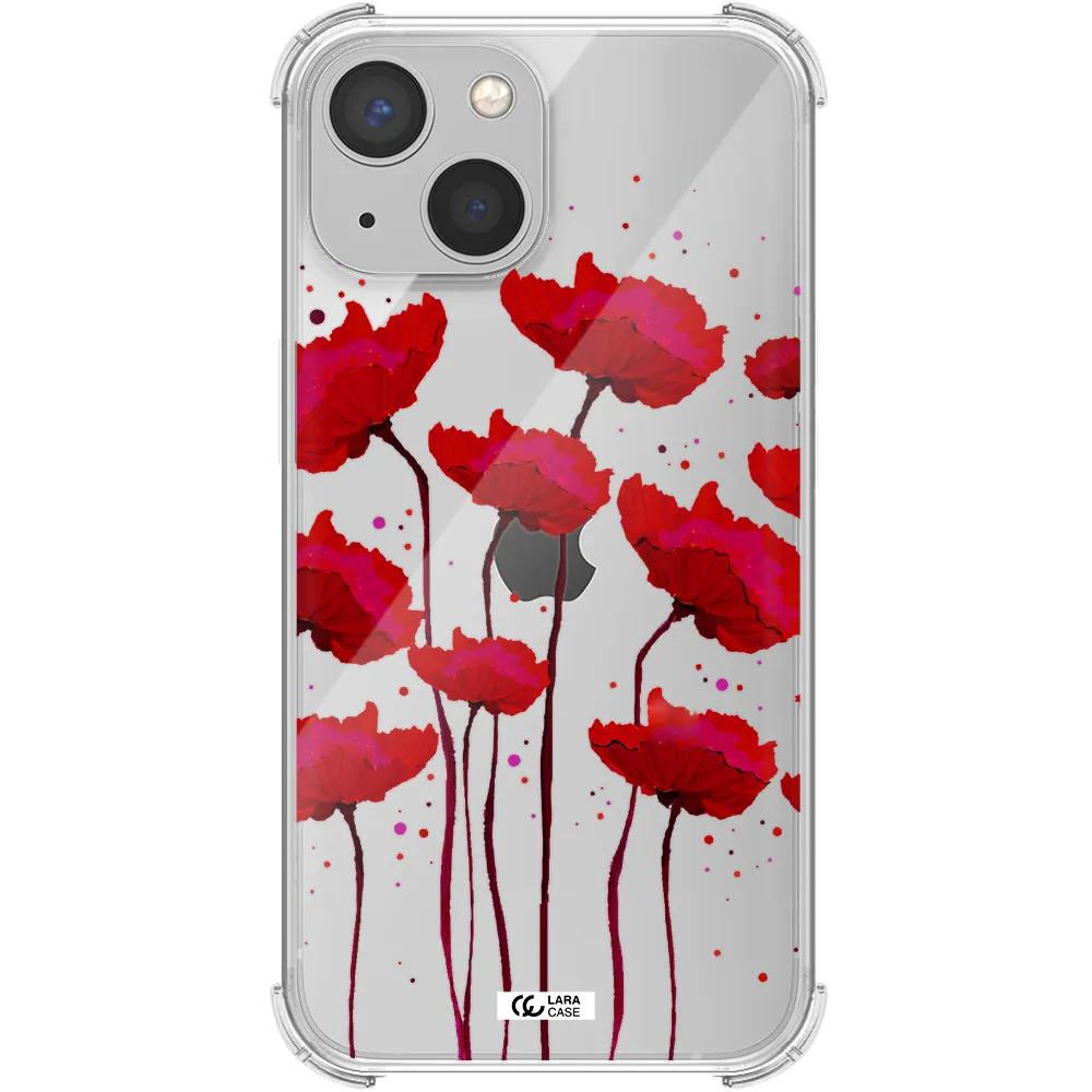 Red Fashion Flower Apple iPhone 13 mini Clear PC Case