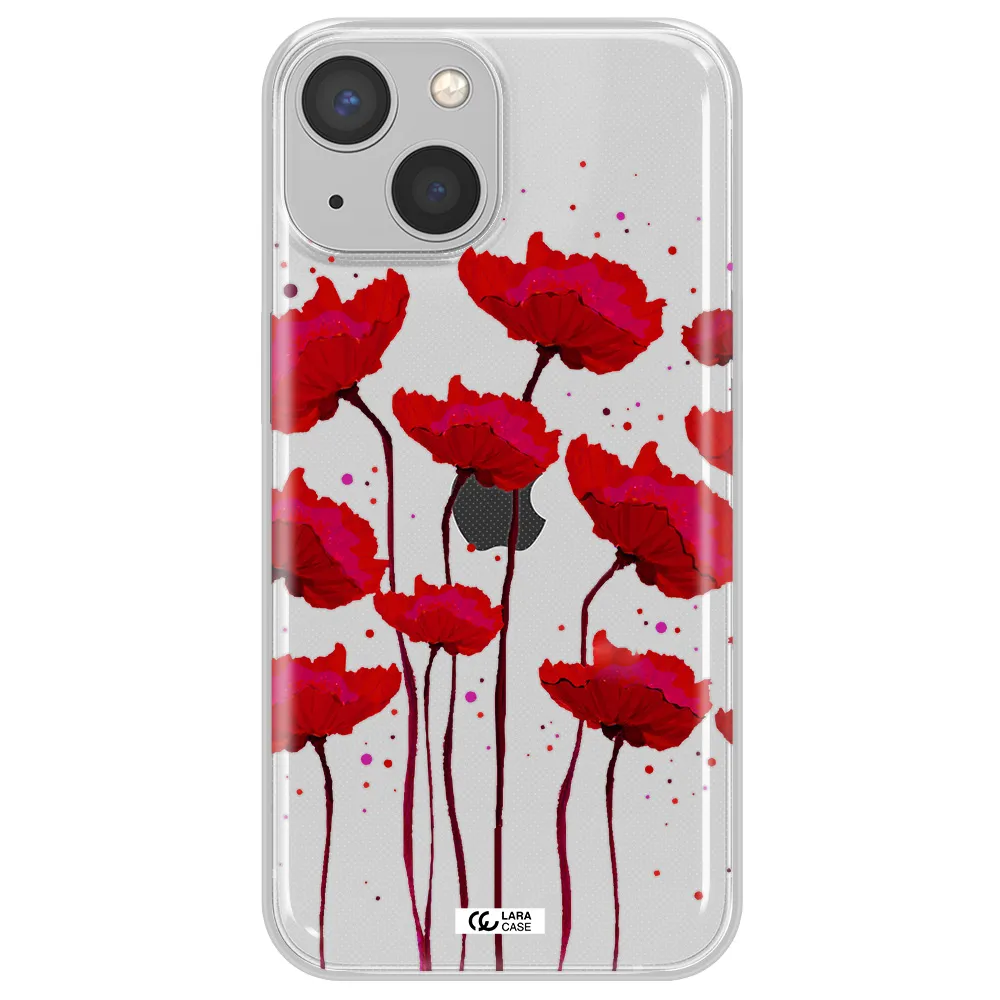 Red Fashion Flower Apple iPhone 13 mini Clear TPU Case