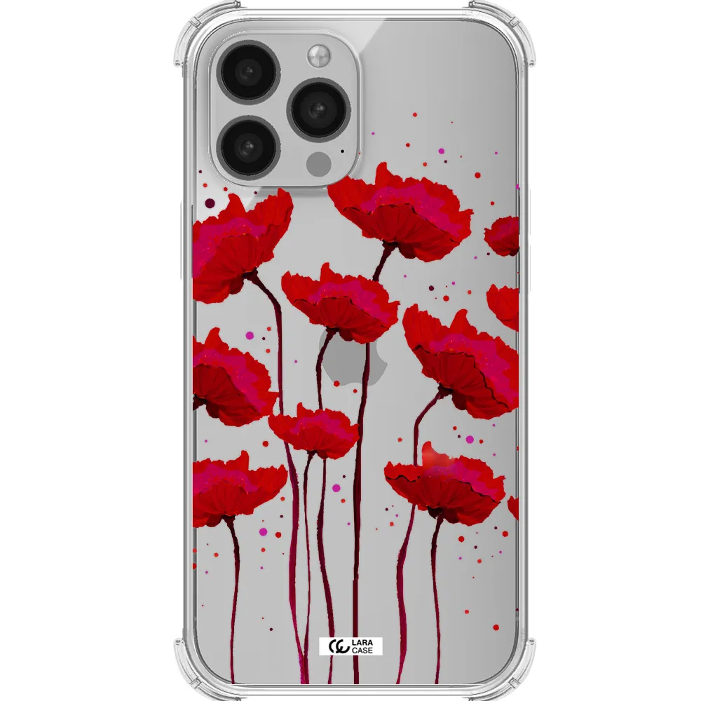 Red Fashion Flower Apple iPhone 13 Pro Clear PC Case