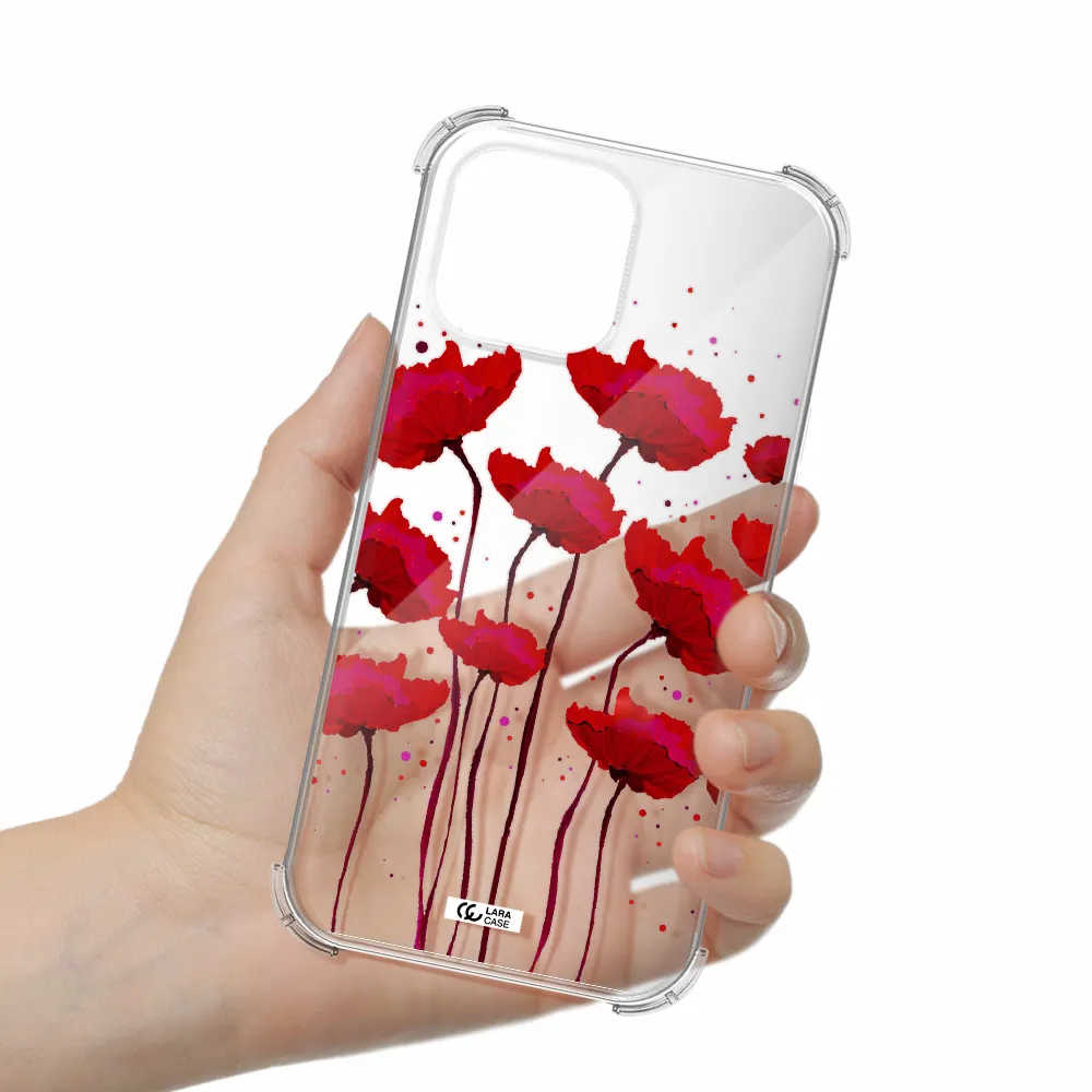 Red Fashion Flower Apple iPhone 13 Pro Clear PC Case