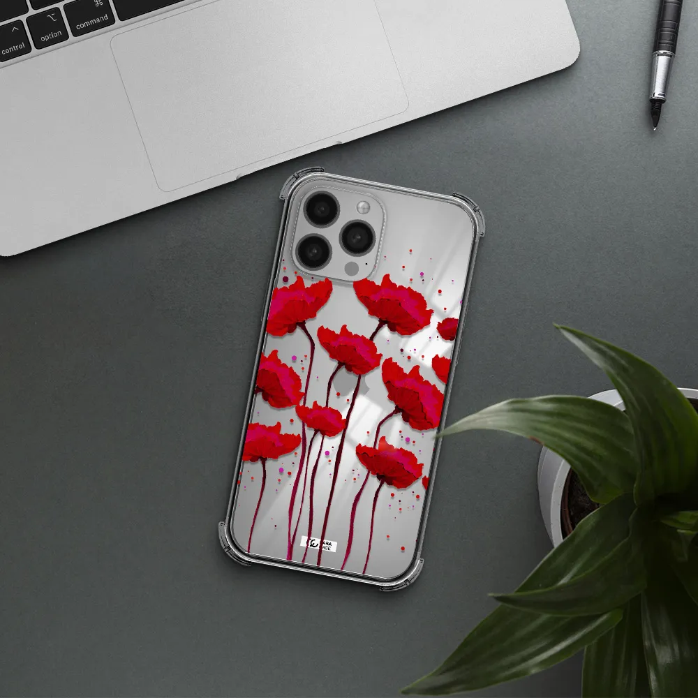 Red Fashion Flower Apple iPhone 13 Pro Clear PC Case