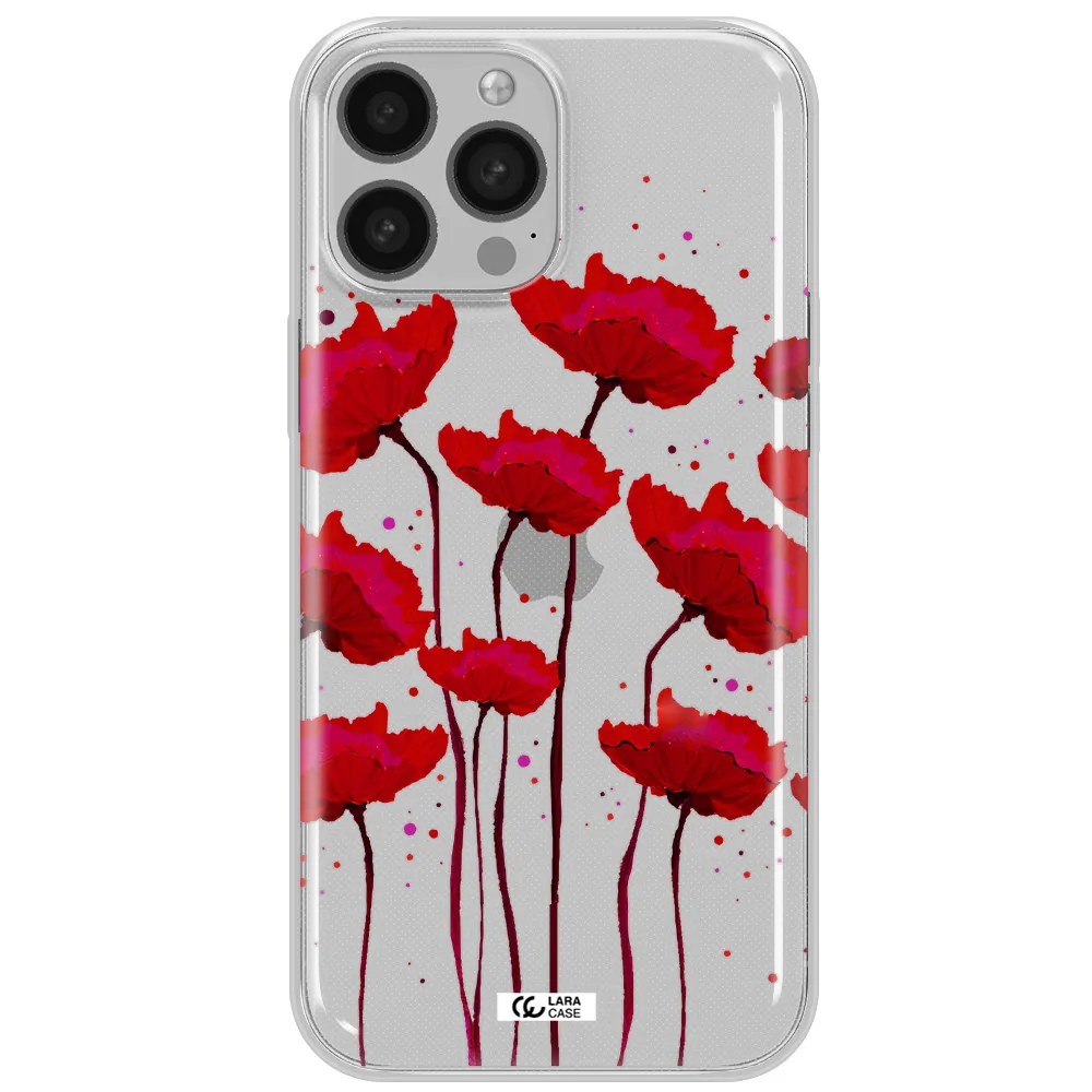 Red Fashion Flower Apple iPhone 13 Pro Clear TPU Case