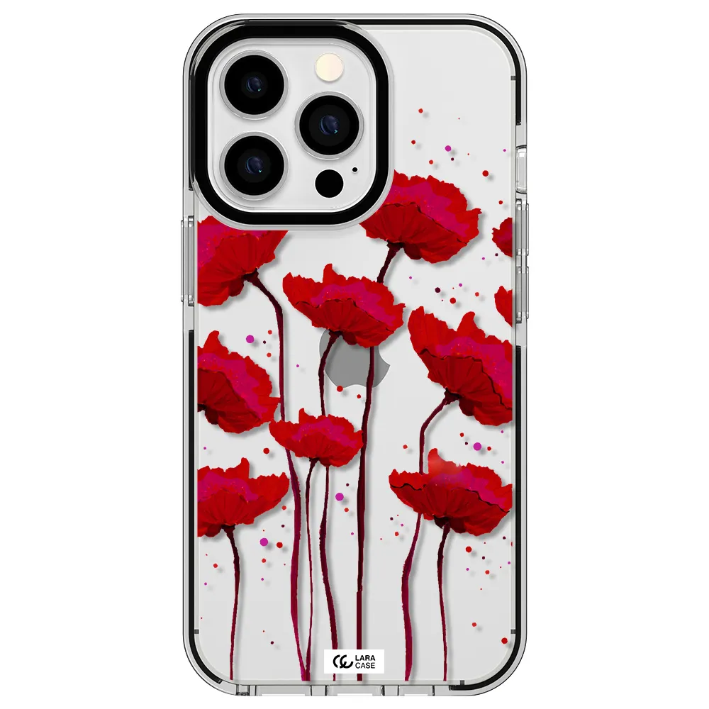 Red Fashion Flower Apple iPhone 13 Pro impact black border Case
