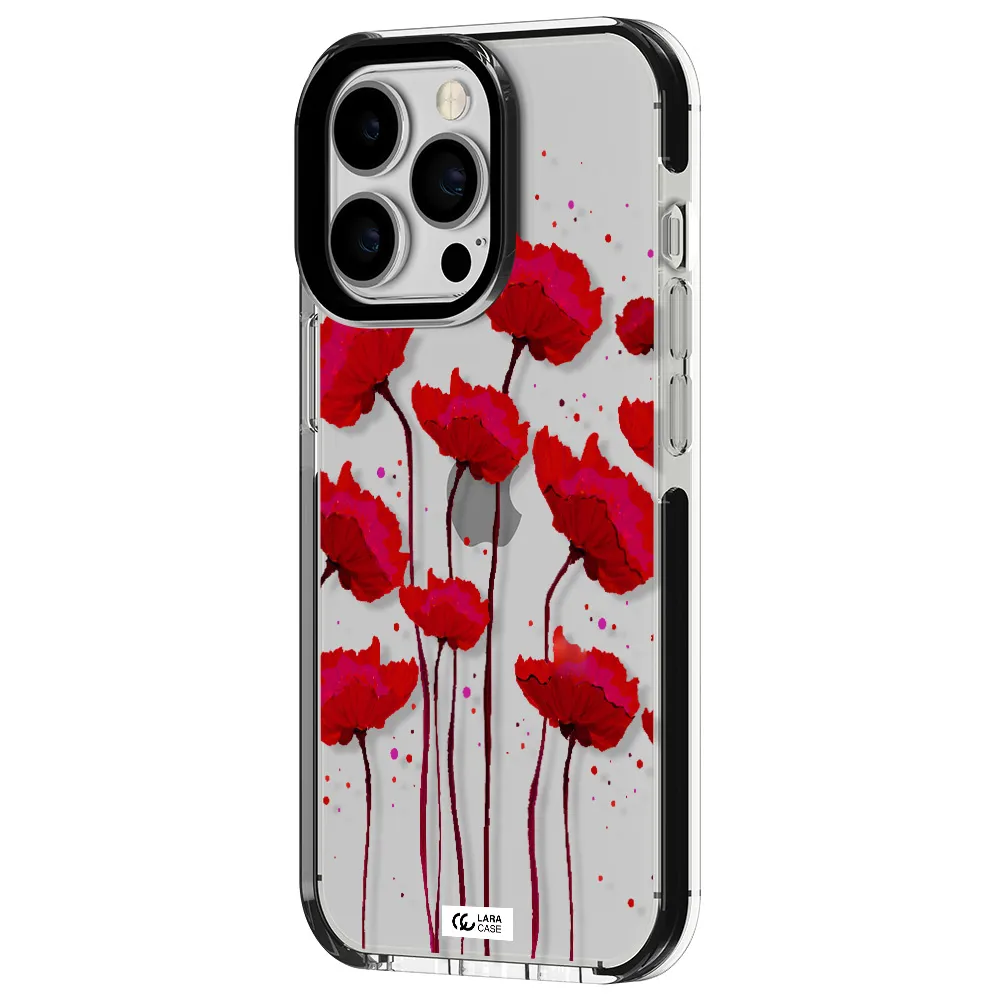 Red Fashion Flower Apple iPhone 13 Pro impact black border Case