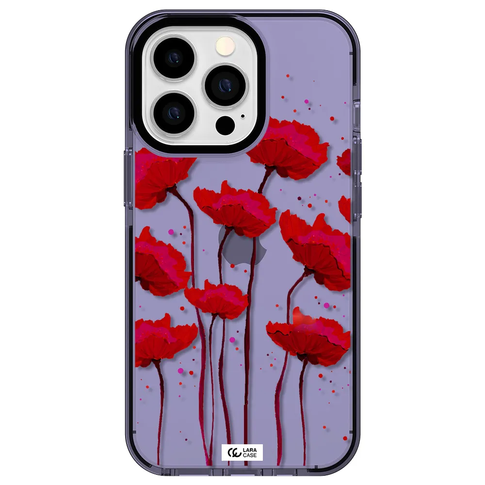 Red Fashion Flower Apple iPhone 13 Pro impact Lilac Case
