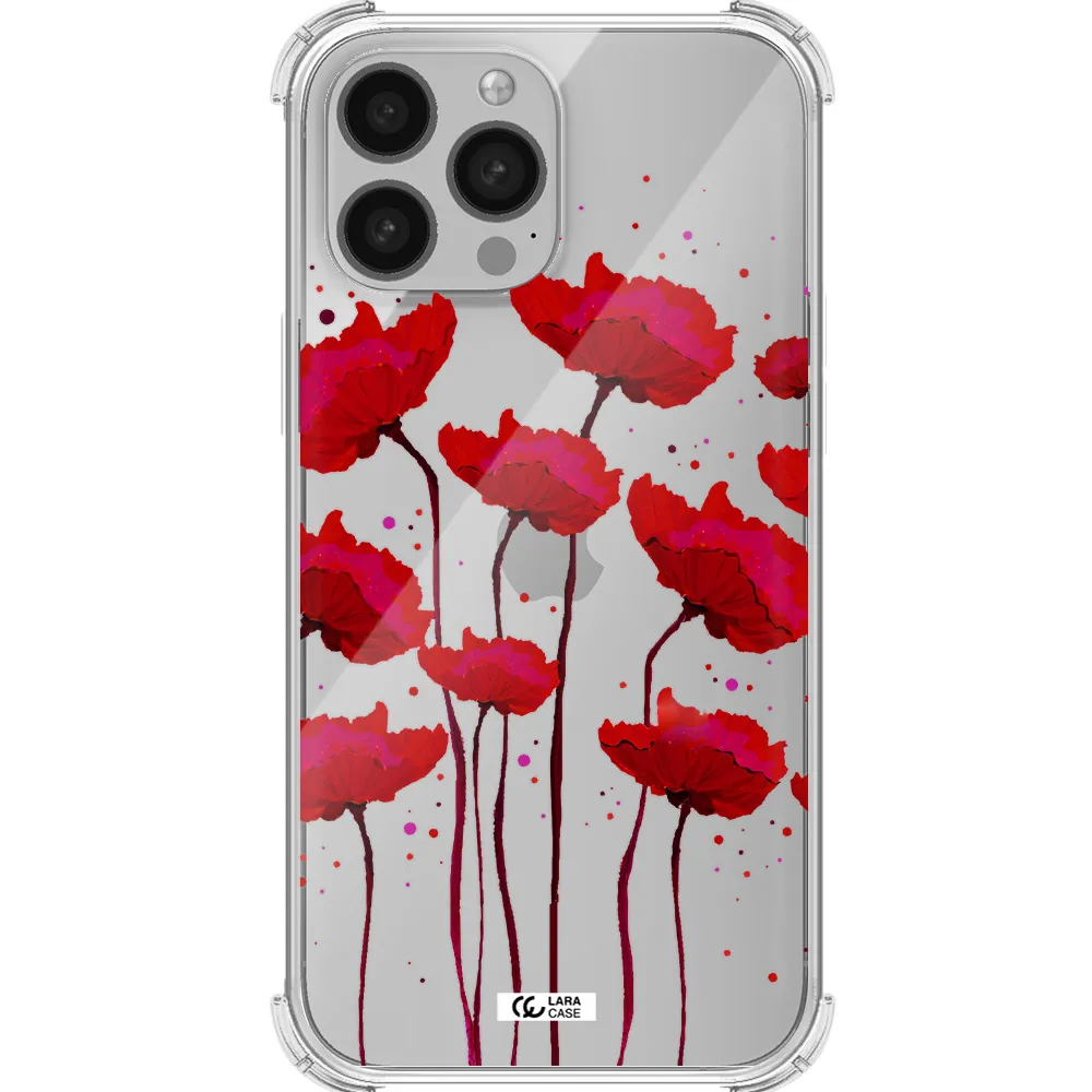 Red Fashion Flower Apple iPhone 13 Pro Max Clear PC Case
