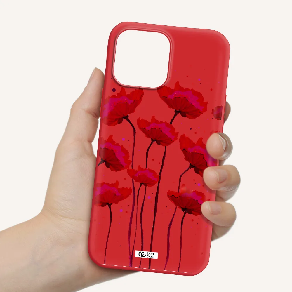 Red Fashion Flower Apple iPhone 13 Pro Max Silicone Imperial Red Case