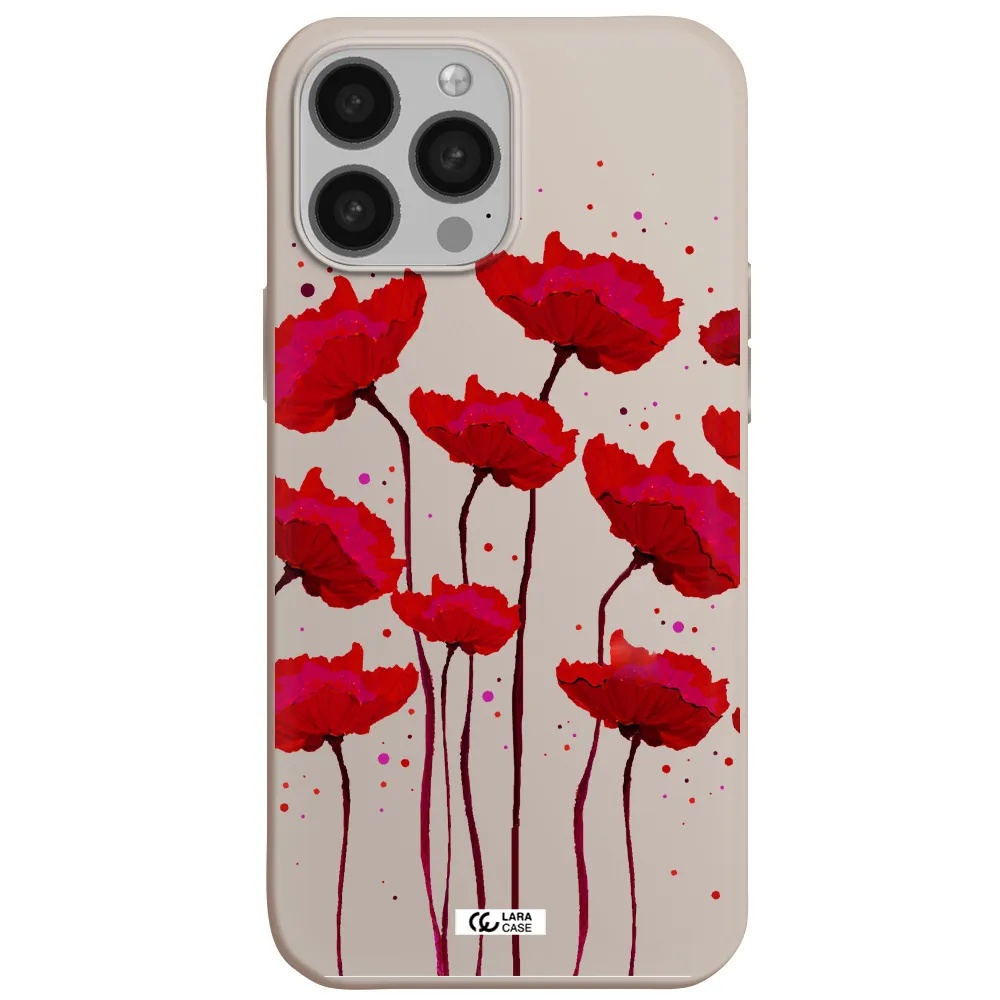 Red Fashion Flower Apple iPhone 13 Pro Max Silicone Stone Case