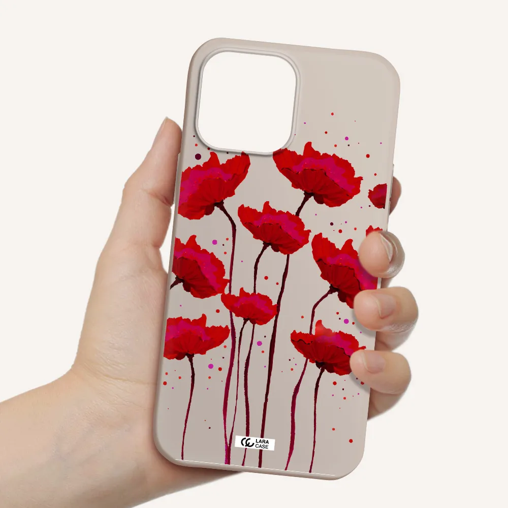 Red Fashion Flower Apple iPhone 13 Pro Max Silicone Stone Case