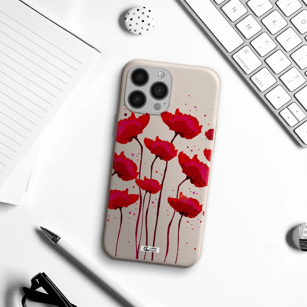 Red Fashion Flower Apple iPhone 13 Pro Max Silicone Stone Case