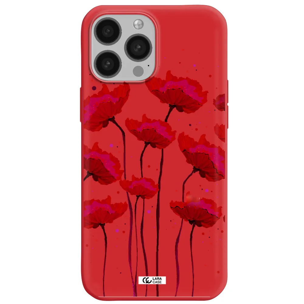 Red Fashion Flower Apple iPhone 13 Pro Silicone Imperial Red Case