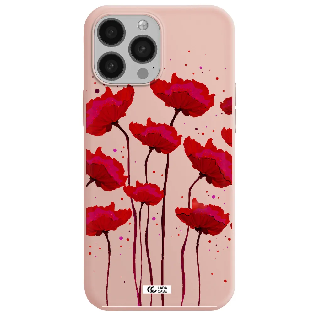 Red Fashion Flower Apple iPhone 13 Pro Silicone pastel pink Case