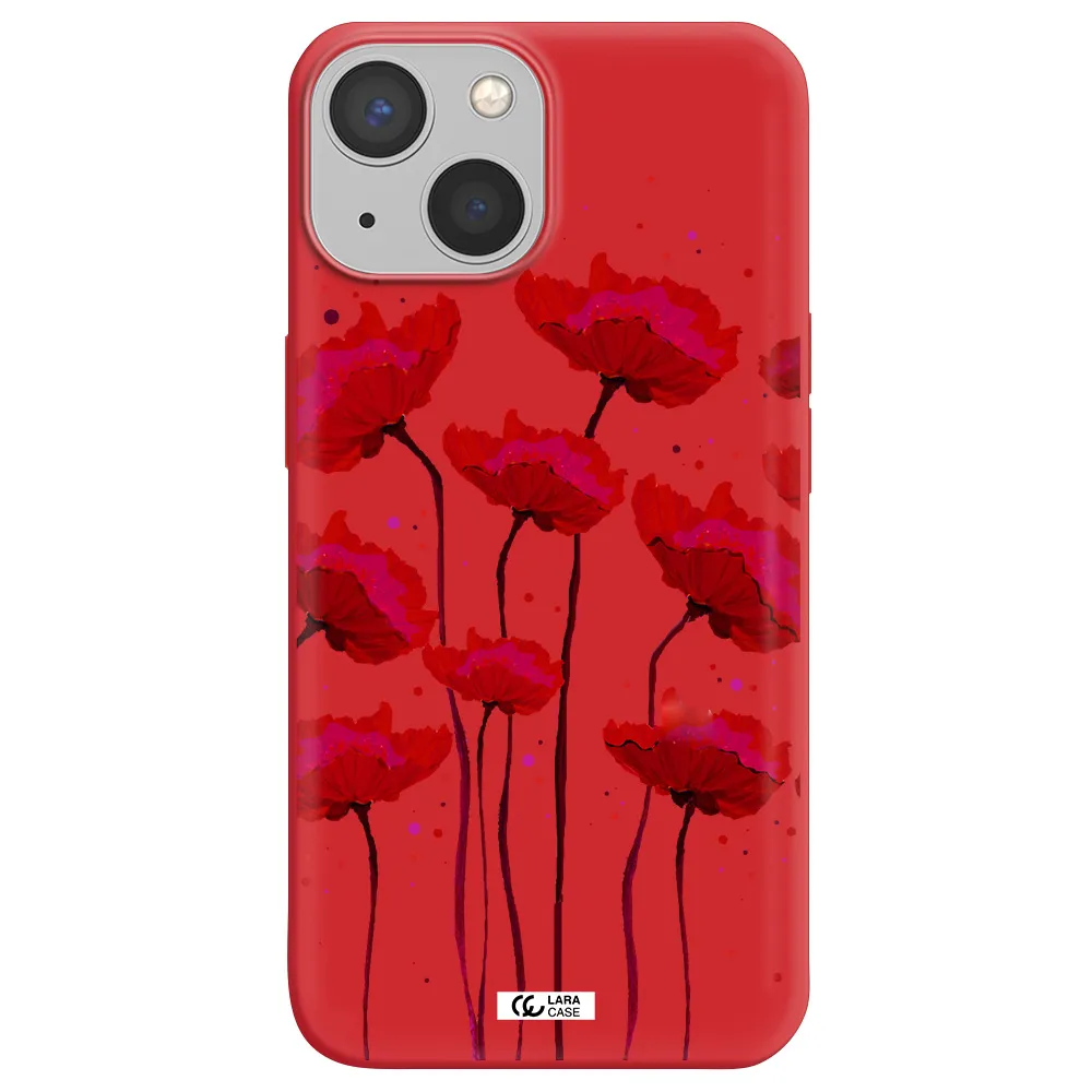 Red Fashion Flower Apple iPhone 13 Silicone Imperial Red Case