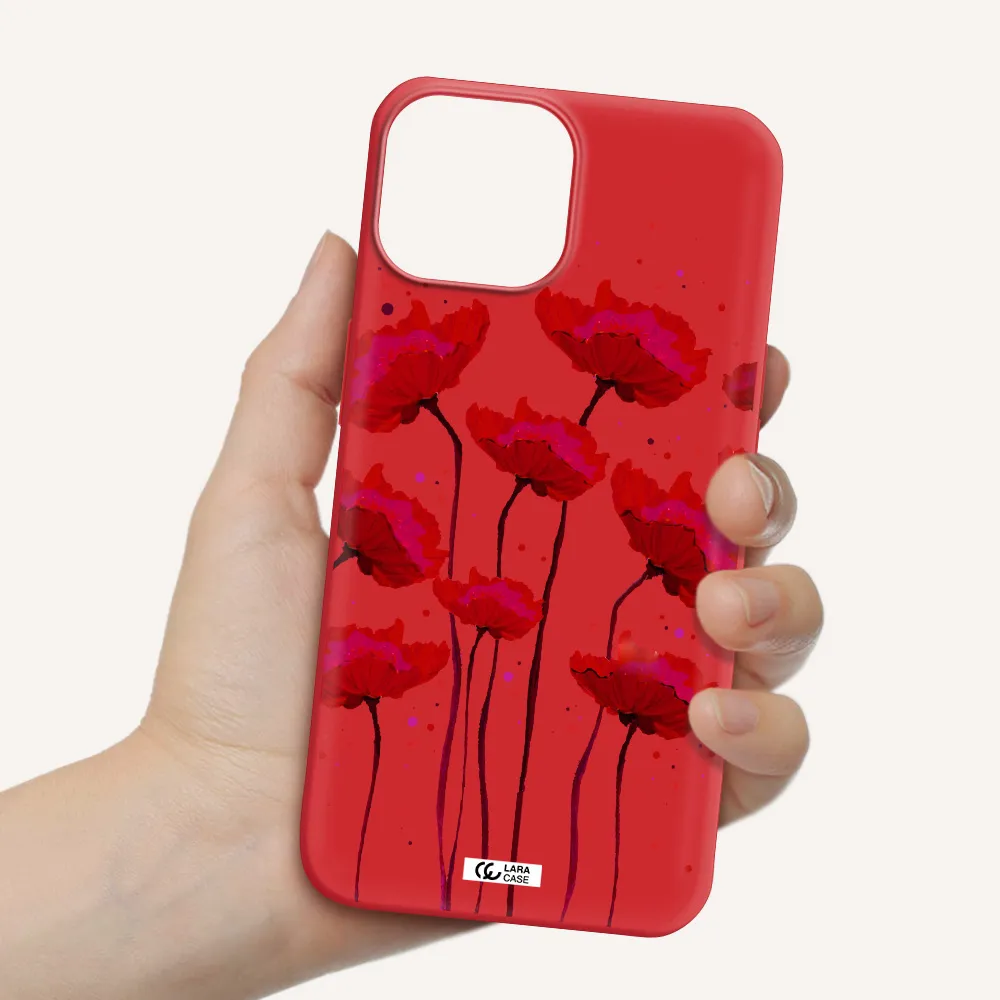 Red Fashion Flower Apple iPhone 13 Silicone Imperial Red Case