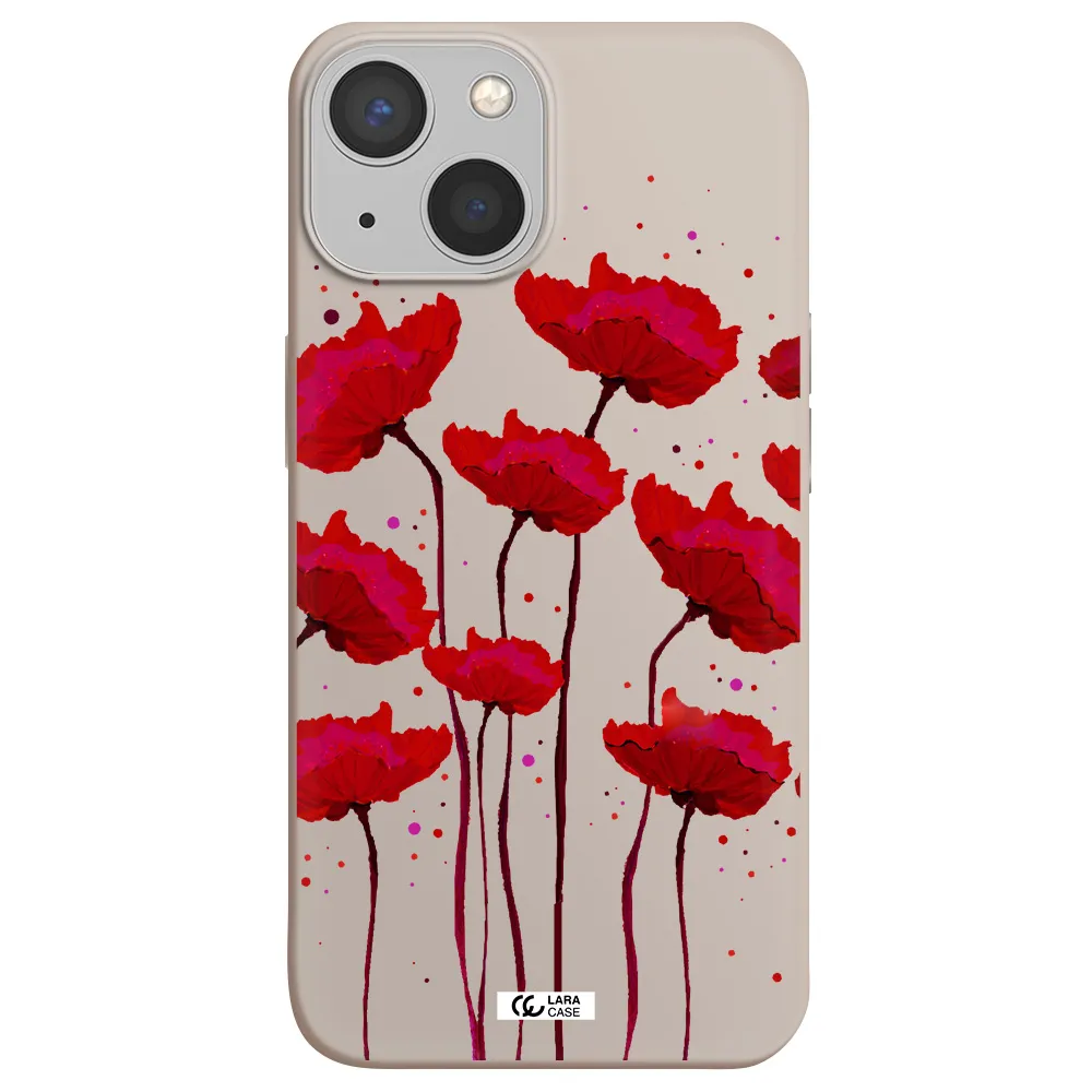 Red Fashion Flower Apple iPhone 13 Silicone Stone Case