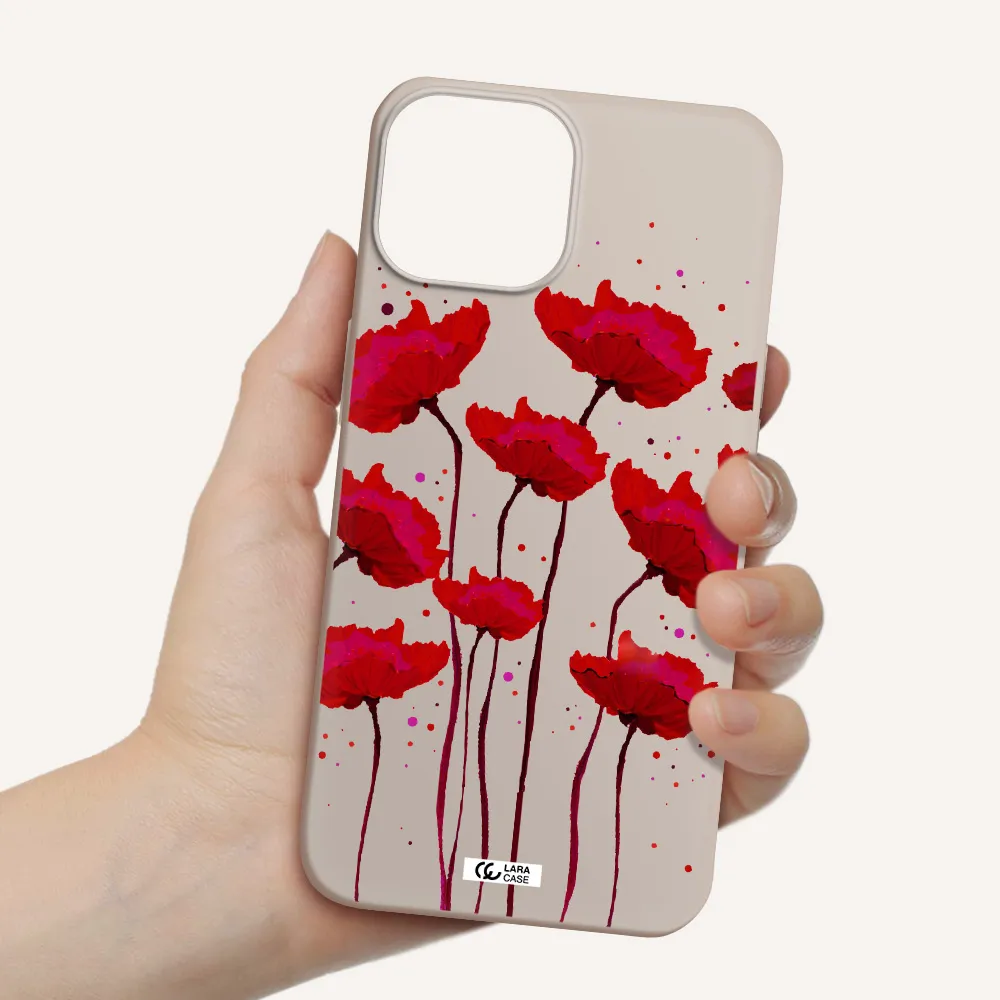 Red Fashion Flower Apple iPhone 13 Silicone Stone Case
