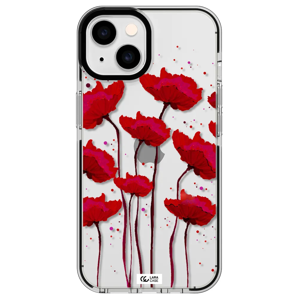 Red Fashion Flower Apple iPhone 14 impact black border Case
