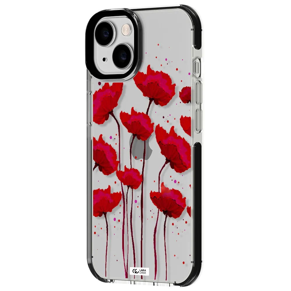 Red Fashion Flower Apple iPhone 14 impact black border Case
