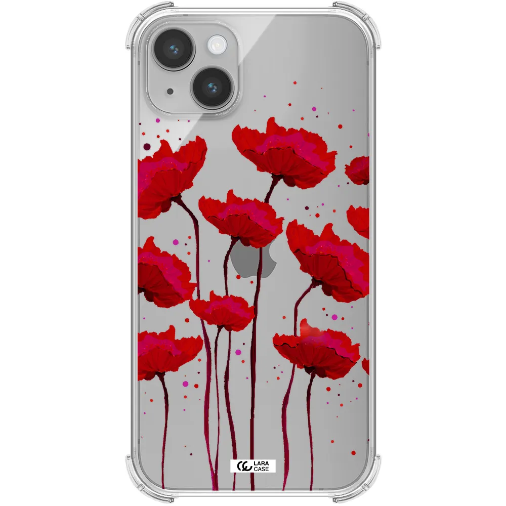 Red Fashion Flower Apple iPhone 14 plus Clear PC Case