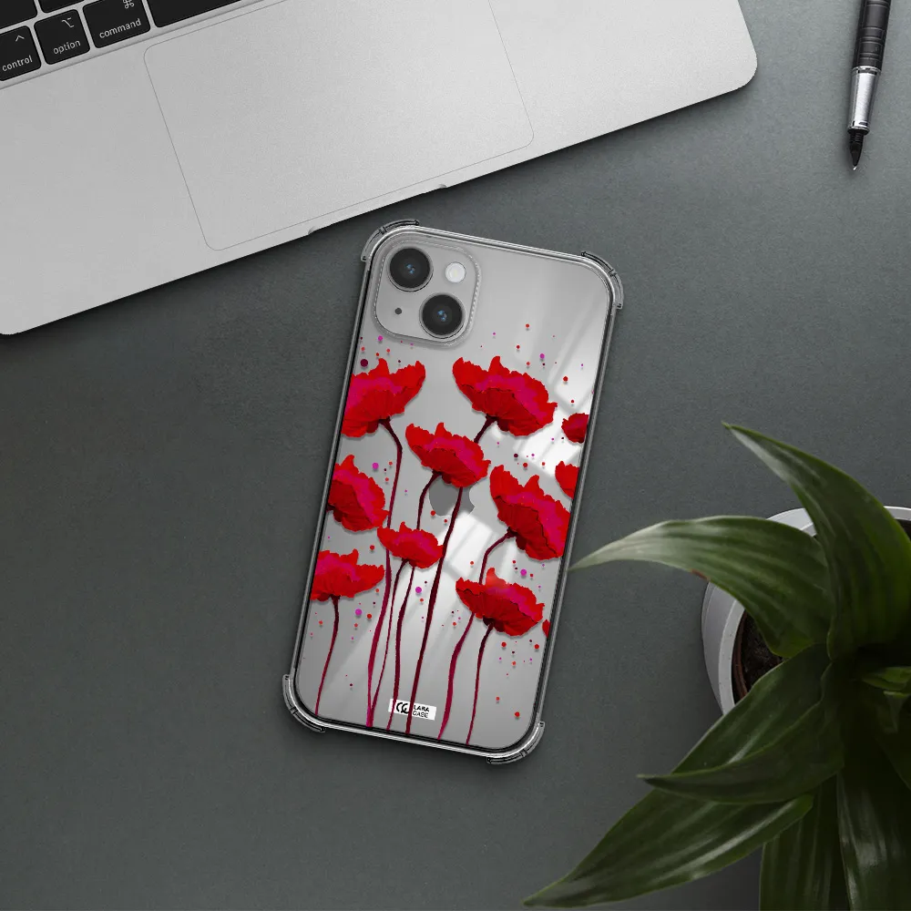 Red Fashion Flower Apple iPhone 14 plus Clear PC Case